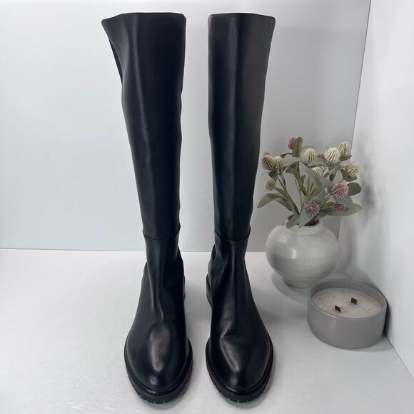 Stuart Weitzman City Stretch Leather Knee High Boots Black Women's 12B Tried On - Picture 2 of 9